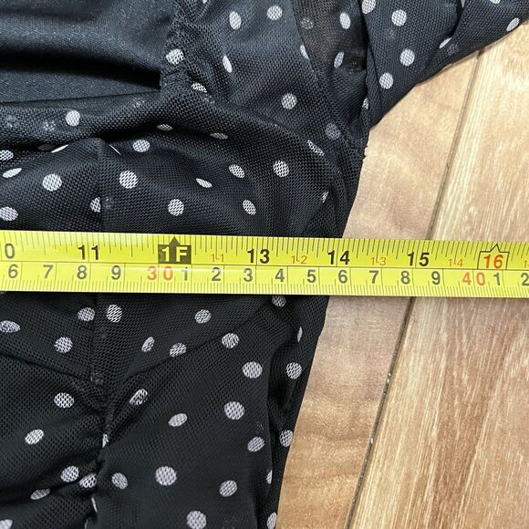 Nasty Gal Polka Dot Mini Dress Size US 6 / UK 10 Mesh Sleeve Ruched Romantic - Picture 7 of 8